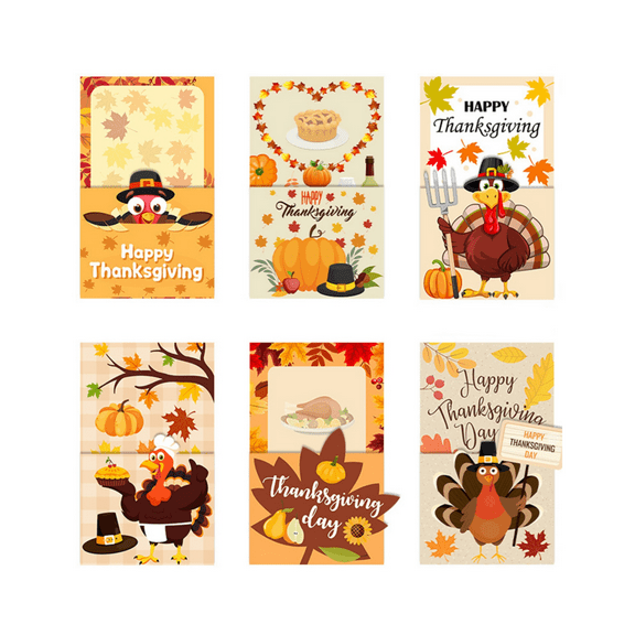 6Pcs Thanksgiving Cutlery Holders Set, Fall Autumn Turkey Pumpkin Pattern Design, Dinner Table Party Supplies Decor For Thanksgiving And Autumn Gatherings