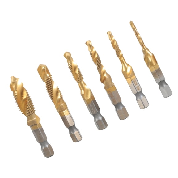 6Pcs Thread Spirals Screw Composite Tap Drill Bit Open Woodworking Tool