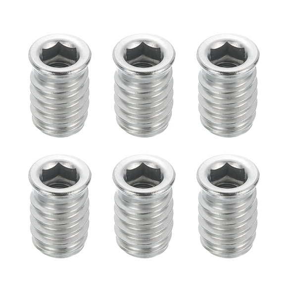 6Pcs Threaded Inserts Nuts, M6x17mm Hex Socket Drive Nut Inserts for Wood
