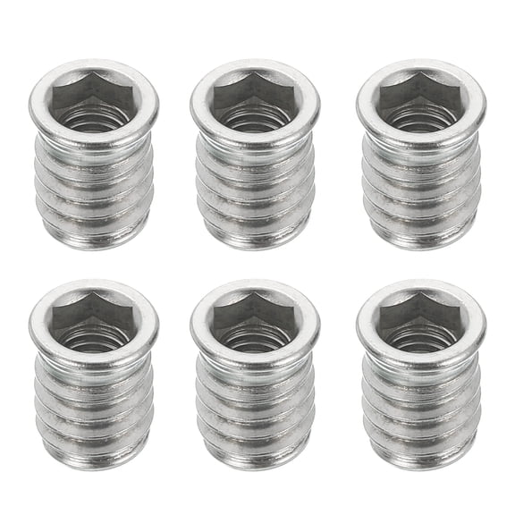 6Pcs Threaded Inserts Nuts, M8x17mm Hex Socket Drive Nut Inserts for Wood