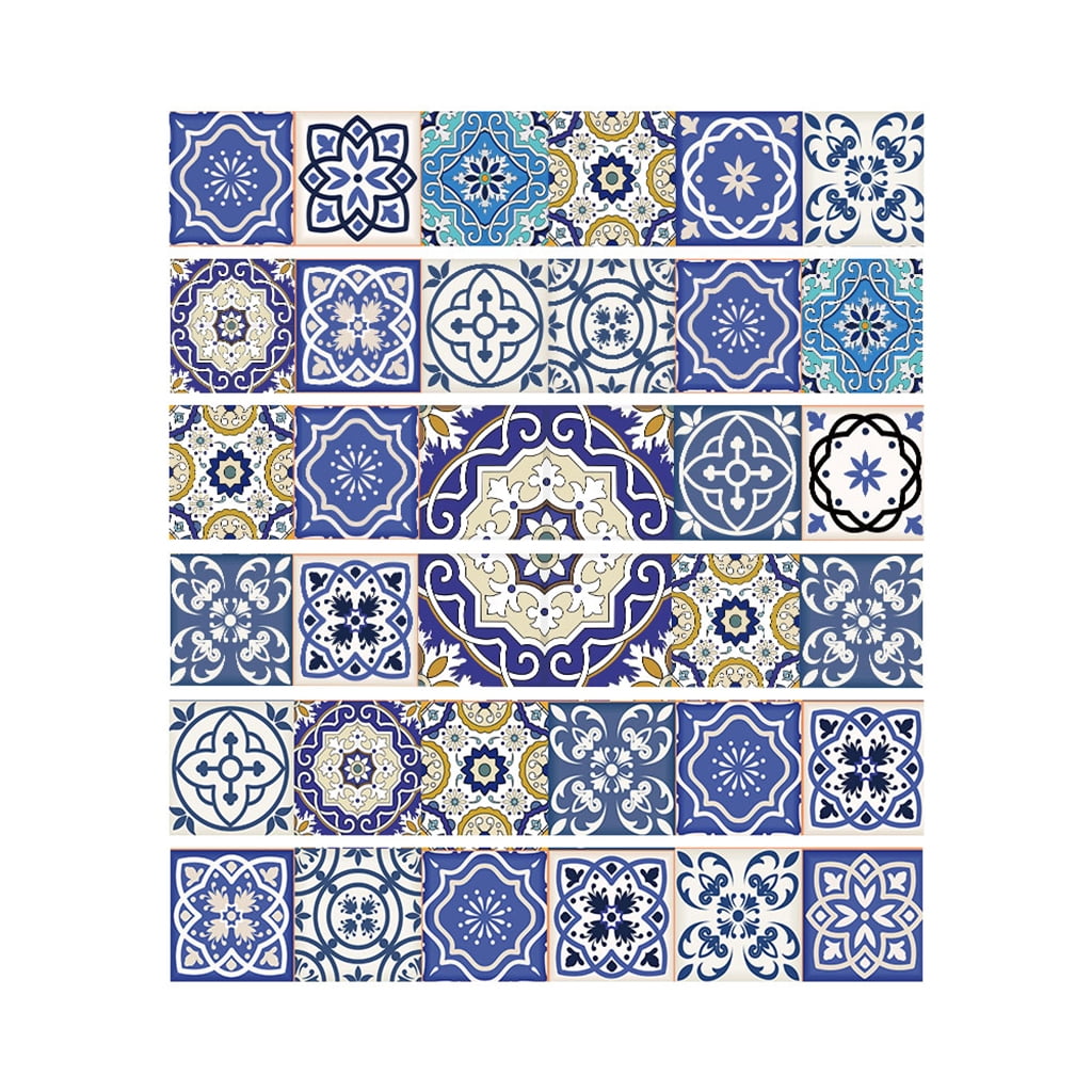 6Pcs Tile Floor Stair Stickers Bathroom Kitchen Decoration Waterproof ...