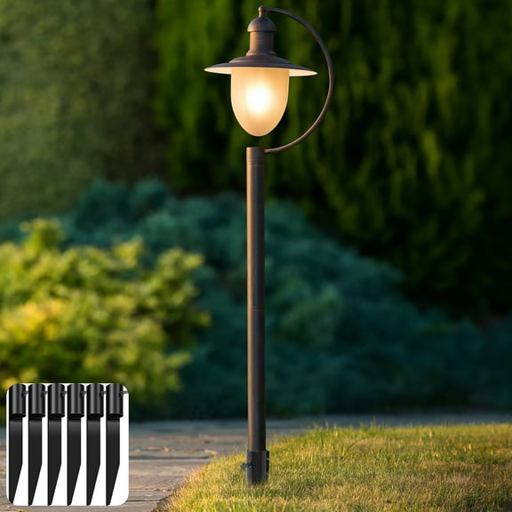 6Pcs Torch Stakes Heavy Duty Carbon Steel Solar Light Ground Spike Outdoor Metal Flag Stakes Umbrella Stakes Universal Light Stakes Landscape Lamps Pole for Solar Lights Outdoor Garden