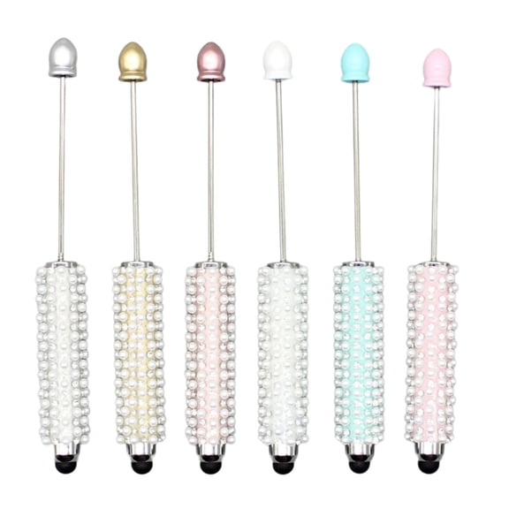 6Pcs Beadable Stylus Ballpoint Pen Touching Screen Pen with Ballpoint Pen Beadable Ballpoint Pen for Business Meeting