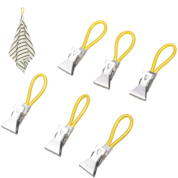 6Pcs Towel Clip Metal Steel Hand Towel Hangers Portable Teas Towels Holder Clip for Kitchen Bathroom Camping