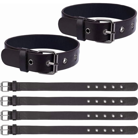 6Pcs Traditional Kilt Extender Straps 16x1 Inch Imitation Leather Cuff Belt Buckles Fastener Black Multi-use Stirrup Straps Suitcase Belts Jacket Bag Leg Thigh Garter Mixed Color