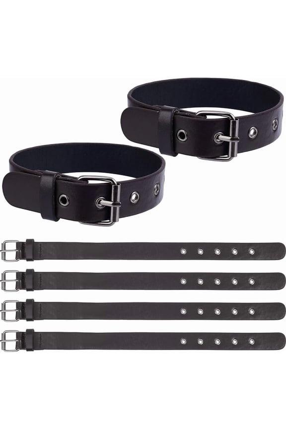 6Pcs Traditional Kilt Extender Straps 16x1 Inch Imitation Leather Cuff Belt Buckles Fastener Black Multi-use Stirrup Straps Suitcase Belts Jacket Bag Leg Thigh Garter Mixed Color