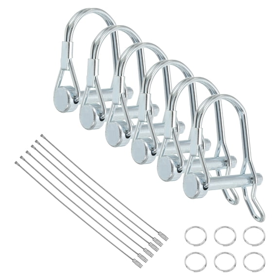 6Pcs Trailer Coupler Pin, 1/4" x 1-13/16" Trailer Hitch Locking Pin with Steel Quick Release Ring, Wire Shaft Locking Accessories for Farm Lawn Garden Trailers Wagons Towing