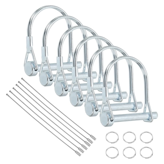 6Pcs Trailer Coupler Pin, 1/4" x 1-5/8" Trailer Hitch Locking Pin with Steel Quick Release Ring, Wire Shaft Locking Accessories for Farm Lawn Garden Wagons Towing