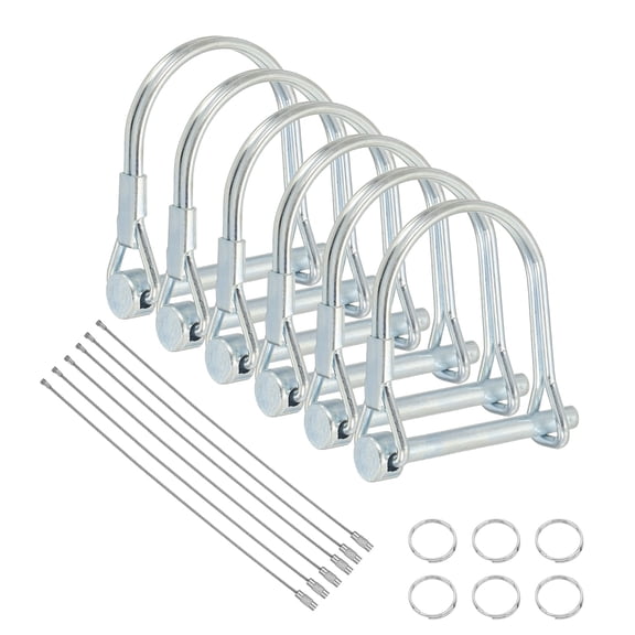 6Pcs Trailer Coupler Pin, 3/16"(4.5mm) x 2" Trailer Hitch Locking Pin with Steel Quick Release Ring, Wire Shaft Locking Accessories for Farm Lawn Garden Wagons Towing