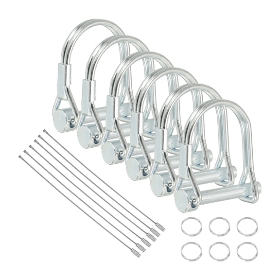 6Pcs Trailer Coupler Pin, 3/16"(5mm) x 1-3/8" Trailer Hitch Locking Pin with Steel Quick Release Ring, Wire Shaft Locking Accessories for Farm Lawn Garden Wagons Towing