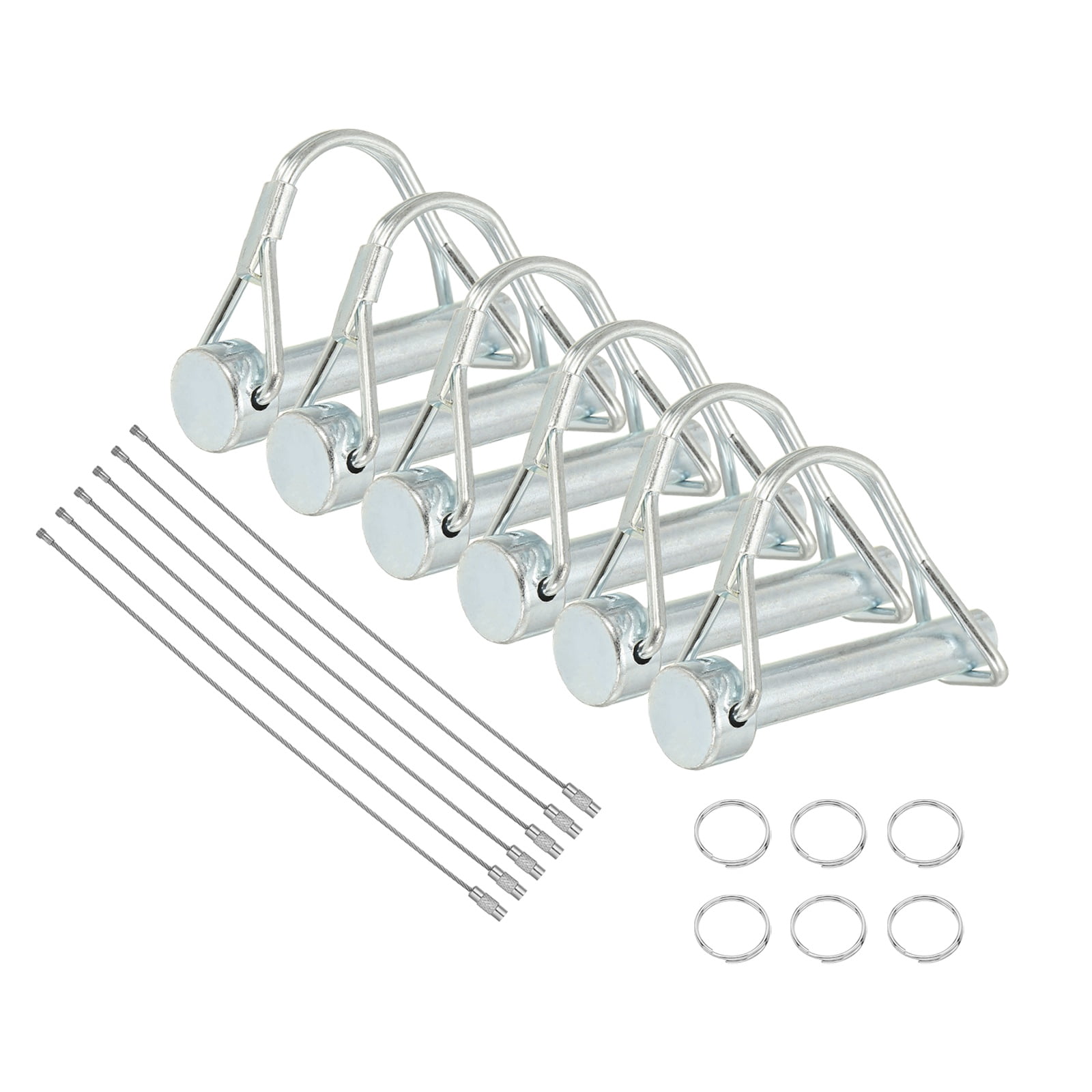 6Pcs Trailer Coupler Pin, 5/16" x 2-1/16" Trailer Hitch Locking Pin with Steel Quick Release Ring, Wire Shaft Locking Accessories for Farm Trailers Wagons Towing