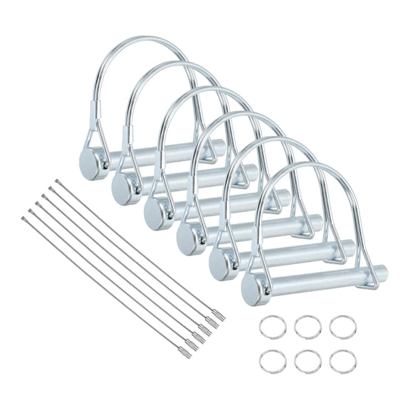 6Pcs Trailer Coupler Pin, 5/16" x 2-13/16" Trailer Hitch Locking Pin with Steel Quick Release Ring, Wire Shaft Locking Accessories for Farm Lawn Garden Trailers Wagons Towing