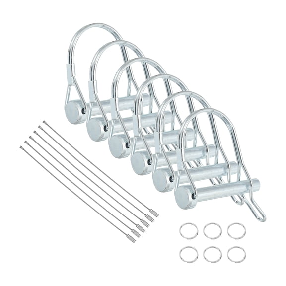 6Pcs Trailer Coupler Pin, 5/16" x 2" Trailer Hitch Locking Pin with Steel Quick Release Ring, Wire Shaft Locking Accessories for Farm Lawn Garden Trailers Wagons Towing