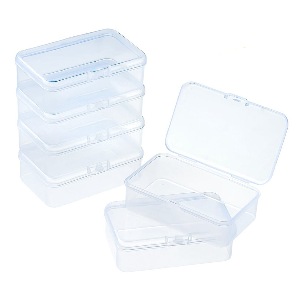 6Pcs Transparent Plastic Box with Hinged Lid for DIY Art Craft Nail ...