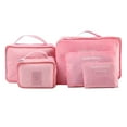 thumbnail image 1 of 6Pcs Travel Storage Bag Set For Clothes Luggage Packing Cube Organizer Suitcase Polyester,Cotton, Pink One Size, 1 of 2