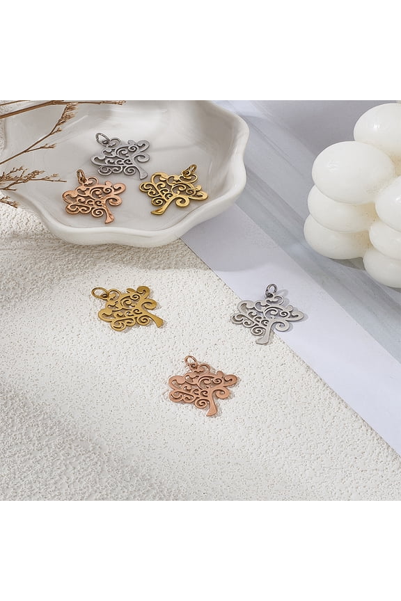 6Pcs Tree of Life Charm Plant Dangle Charms for Jewelry Making Handmade Craft