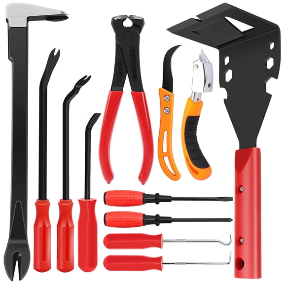 6Pcs Trim Removal Tool with Staple Remover Tool Kit, Nail Puller Baseboard Removal Tool Upholstery Staple Remover Clip Removal Tool Pry Bar Carpet Fastener Remover Tool Kit for Car Wooden Floor