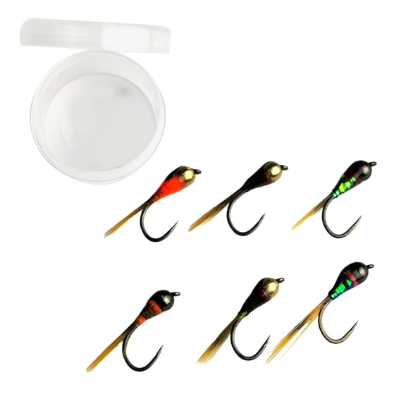6Pcs Trout Fishing Fly Lures Ice Fishing Lures Artificial Fast Sinking Beads Fishing Fly for Trout Winter Fishing