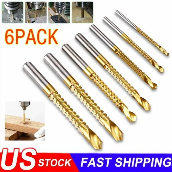6Pcs Twist Drill Bit Set Power Tool Accessories Screw Holes For Wood Metal Us