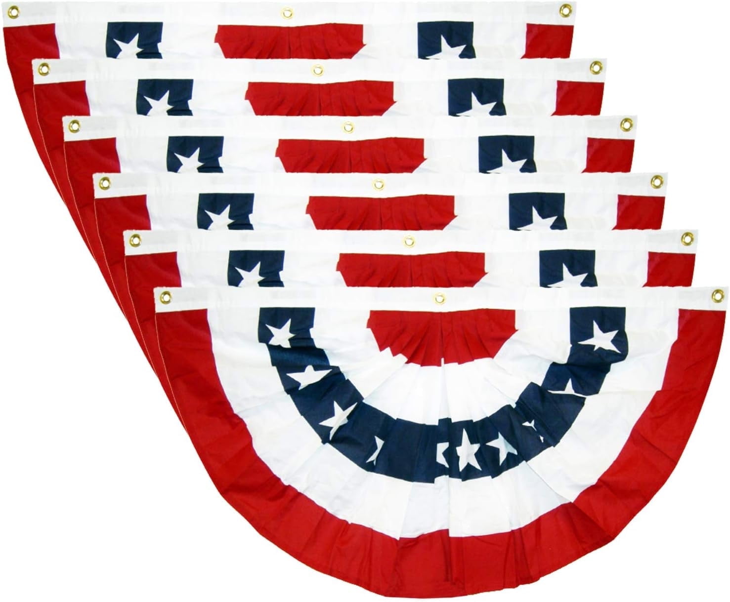 6Pcs USA Pleated Fan Flag Half Fan Banner American Bunting Decoration Memorial Day, Independence Day Memorial Day and Labour Day -18inchx35inch