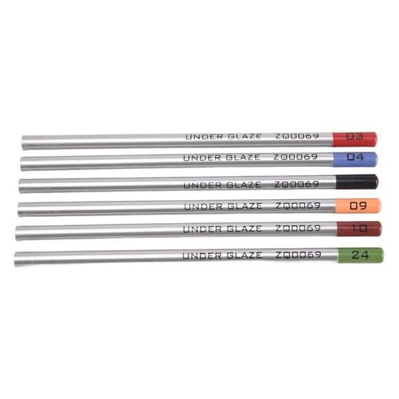 6Pcs Underglaze Pencils for Pottery for Decorating Fused Glass and Under Glaze Ceramics