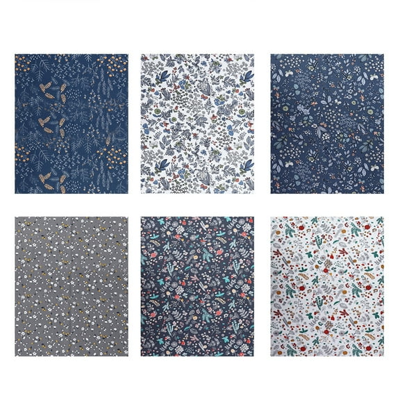 6Pcs Unique Flower Pattern Cotton Cloth Japanese Style Printed Fabric DIY Material for Craft Project Sewing Fabric Quilting,19.7x15.8in