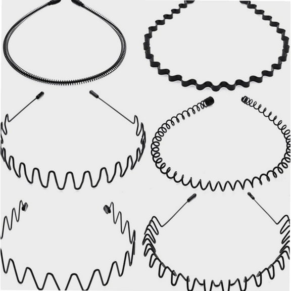 6Pcs Unisex Black Metal Hairband Teeth Comb Headband Hair Hoop Headwear Accessory for Women Men