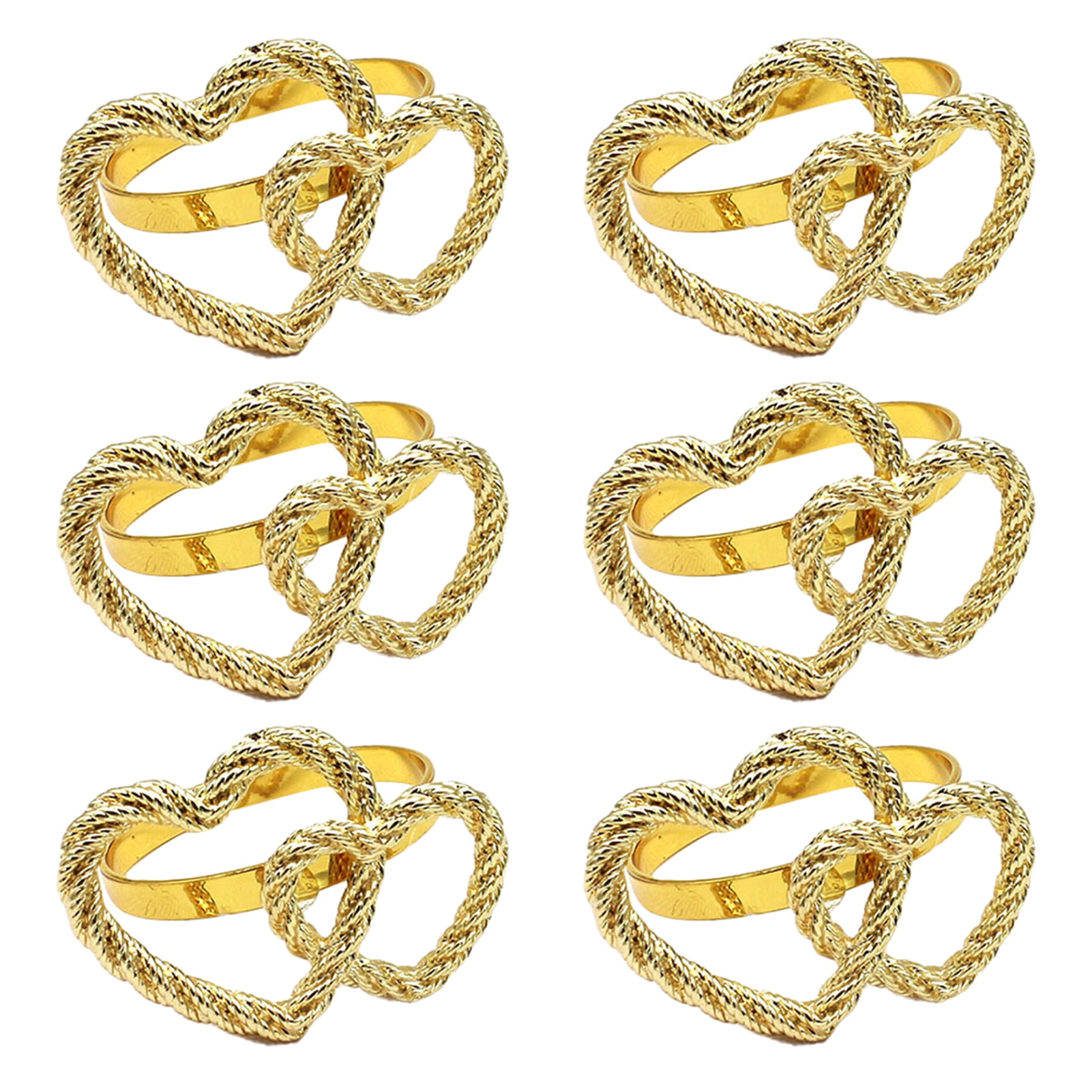6Pcs Valentine Napkin Ring Holder Buckle Heart Love Napkin