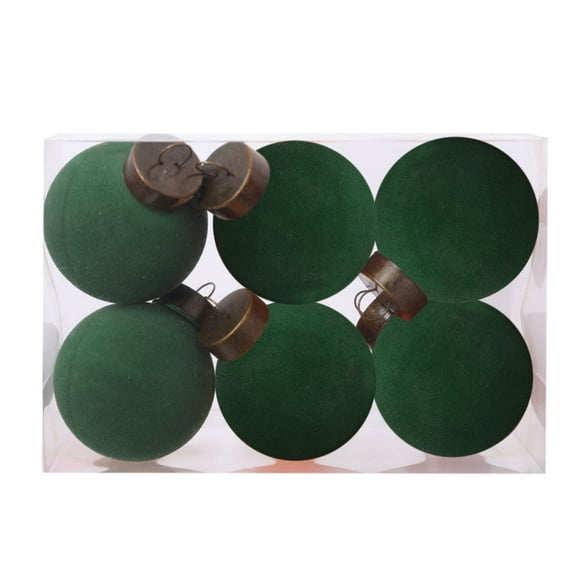 RXMEKW 6Pcs Velvet Flocked Christmas Tree Ball Plastic Balls Xmas Decorative Hanging 4 Inch