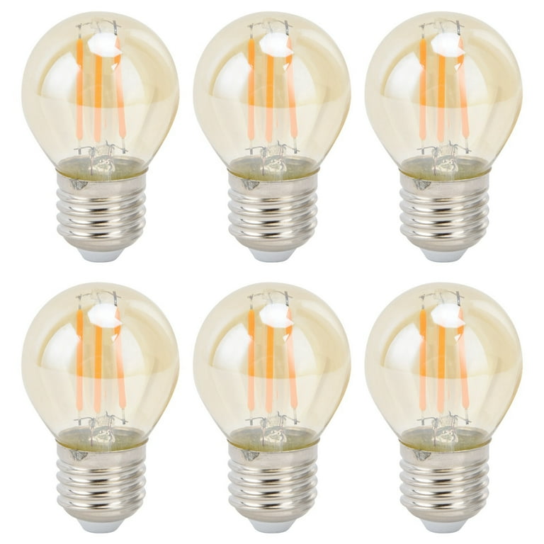 6Pcs Vintage LED Light Bulb Gold Glass Dimmable G45 E27 4W Filament Bulbs Warm Light 360LM Walmart
