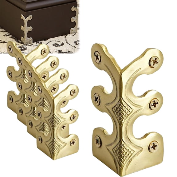 6Pcs Vintage Metal Corner Protectors, Decorative Protective Covers, Skirting Corner Protector, Pure Copper Corner Guard for Wall Table Door Frame Protection and Decoration (Gold)