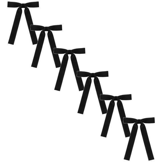 6Pcs Vintage Velvet Ribbon Bows Christmas Tree Decorations,7In X 5In Colorful Xmas Ornaments for Tree Home Party Front Door Wreath Holiday Decor