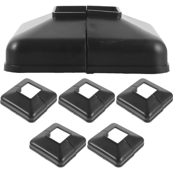 6Pcs Vinyl Post Covers Black Decorative Split Design for Porch Decks and Fence Posts