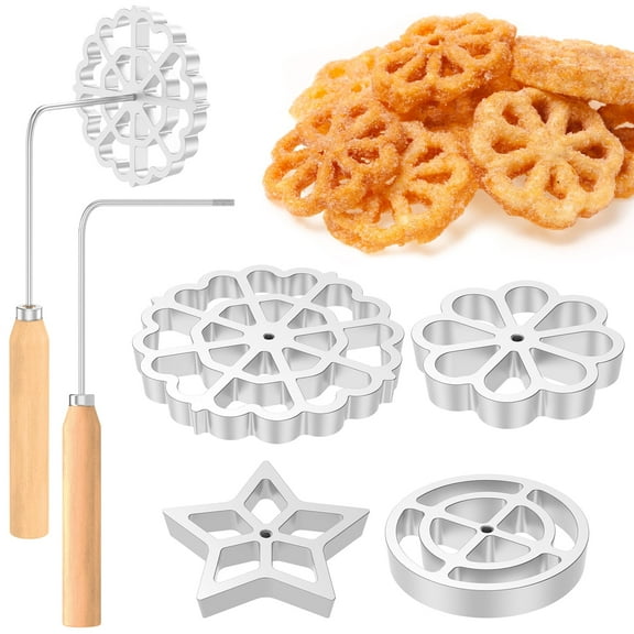 6Pcs Waffle Rosettes Molds Aluminum Alloy Rosettes Cookie Molds Easy to Use Waffle Rosette Maker Comfortable Rosette Maker Safe Reliable Waffle Rosette Maker Suitable for Baking
