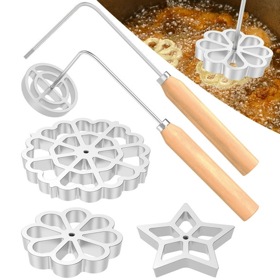 6Pcs Waffle Rosettes Molds Aluminum Alloy Rosettes Cookie Molds Easy to Use Waffle Rosette Maker Comfortable Rosette Maker Safe Reliable Waffle Rosette Maker Suitable for Baking