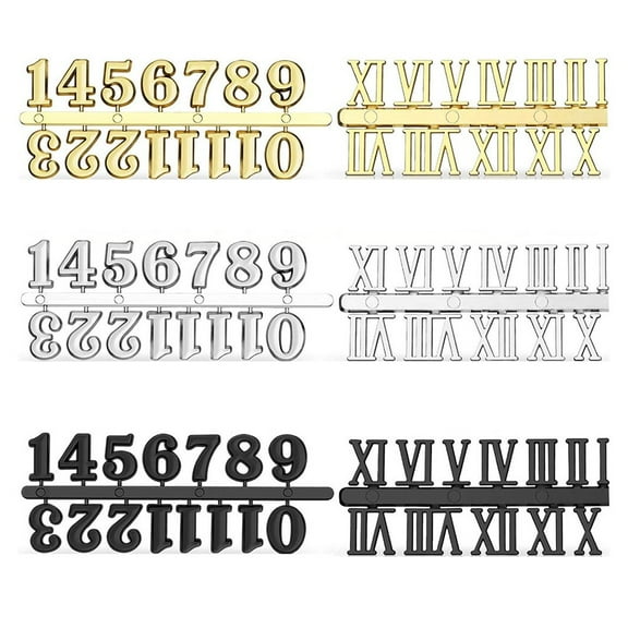 6Pcs Wall Clock Dial Arabic Roman Numerals Card Block Diy Wall Clock Numerals Clock Replacement Arabic Number And Roman Number