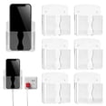 thumbnail image 1 of 6Pcs Wall Mounted Phone Holder, Self Adhesive Cell Phone Stand with Charging Hole, Acrylic Remote Control Stand for RV Bed Desk Shower (Clear), 1 of 7