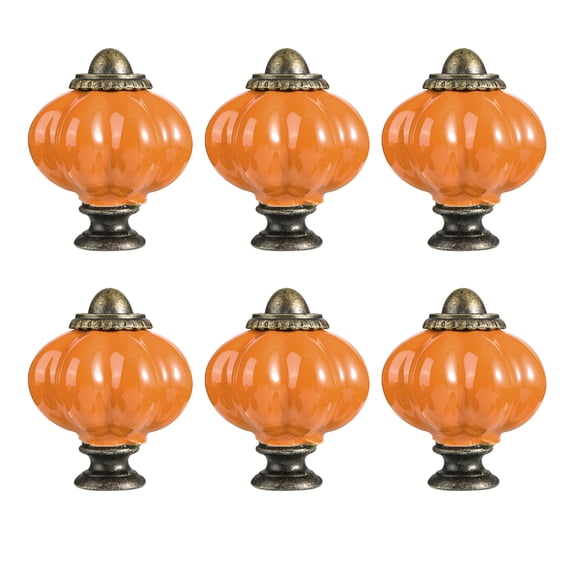 6Pcs Wardrobe Knob Ceramic Cabinet Drawer Handle Cupboard Pulls Pumpkin Shape Furniture Decoration Easy to Install