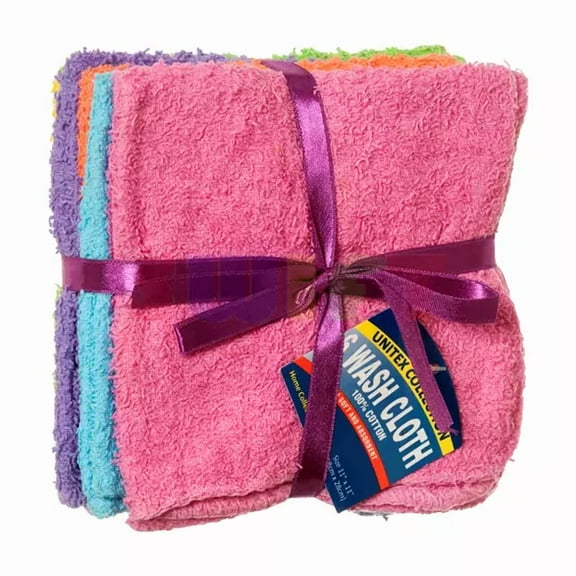 Wash Cloths 11X11 Hotel Kitchen Washcloth Towel 6 Pcs 100% Cotton Assrt Colors