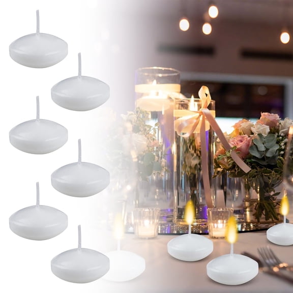 6Pcs Water Floating Round White Candles, Silent Water Ballet Floating Candle Decor, Unscented Floating Candles for Romantic Ambiance, Light Geometry Water Floating Candles
