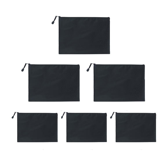 6Pcs Water Resistant File Wallet with Zippers Oxford Money Bag File Bag Document Organizers Bag File Pouches File Folder