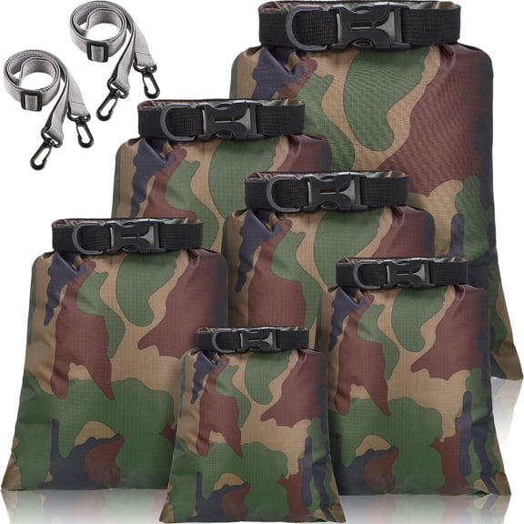 6Pcs Waterproof Dry Bags, Lightweight Outdoor Waterproof Dry Stuff Sacks 15/8/5/4/3/2 L and Long Adjustable Shoulder Strap for Kayaking Rafting Boating Hiking Camping