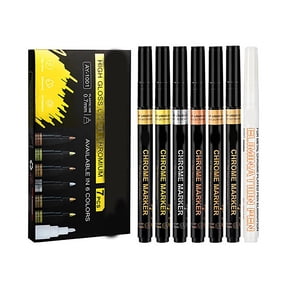 6Pcs Waterproof Liquid Chrome Markers, High-Gloss Mirror Paint Pen Set, Metal Scratch Filler for DIY Craft