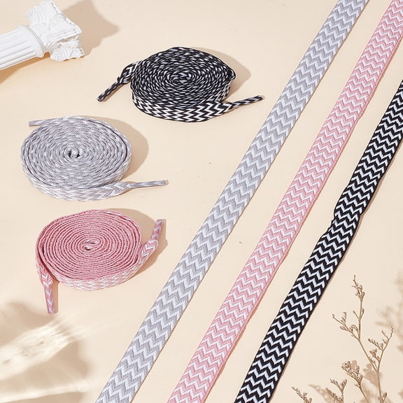 6Pcs Wave Pattern Polyester Shoelaces Colorful Replacement Shoelaces Flat Flat Shoe Laces Heavy Duty Shoe Laces