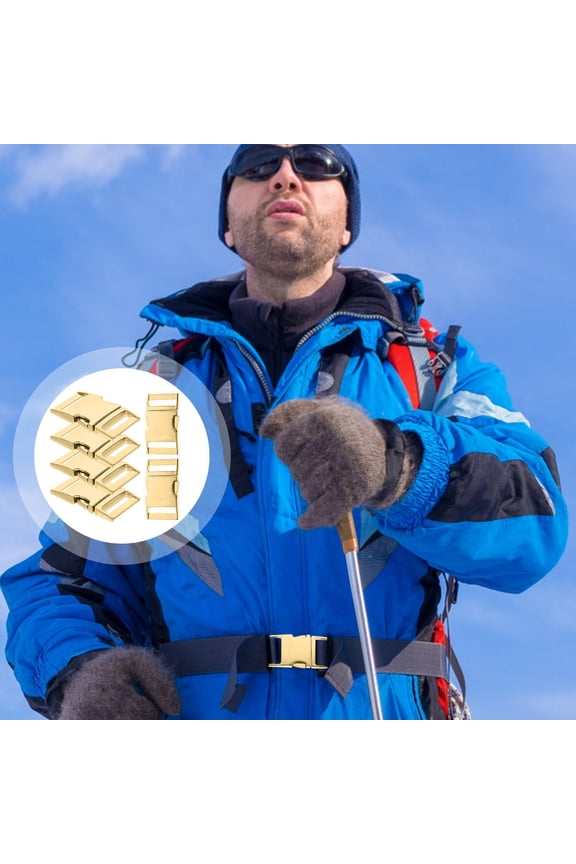6Pcs Wear Resistant Golden Alloy Belt Buckles Multi Purpose Backpack Strap Clips for Outdoors