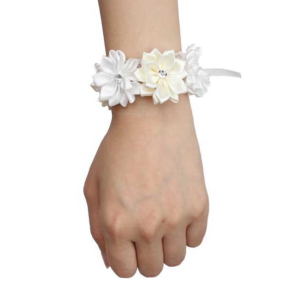 6Pcs Wedding Bride Bridesmaids Simulation Ribbon Wrist Flower Wedding Decoration Accessories