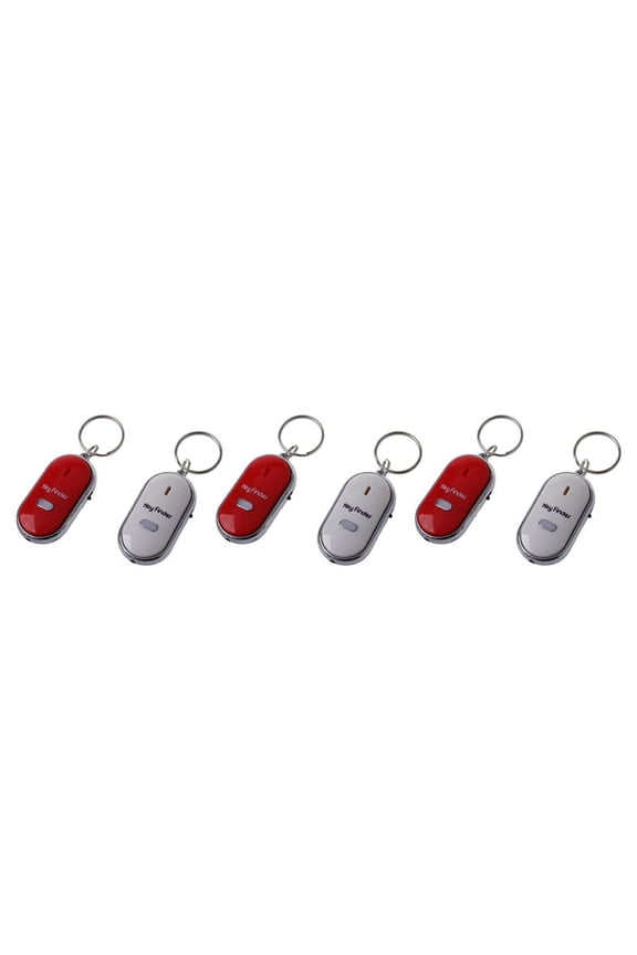 6Pcs Whistle Lost Key Finder Flashing Beeping Locator Remote Keychain LED Ring,6 x Key Finder (with electric battery inside ),Random