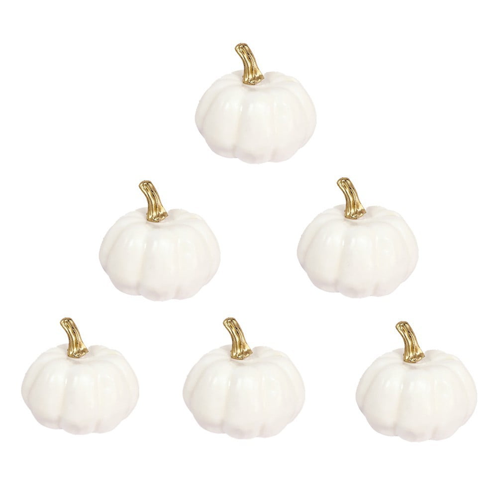 6Pcs White Foam Pumpkins Props 2.7Inch Small Artificial Pumpkins for