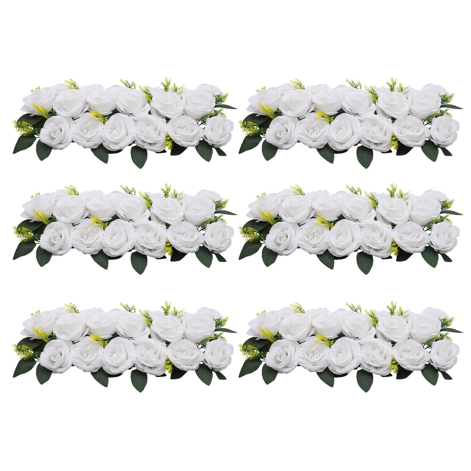 6Pcs White Wedding Dining Table Flower - Centerpiece Artificial Rose ...
