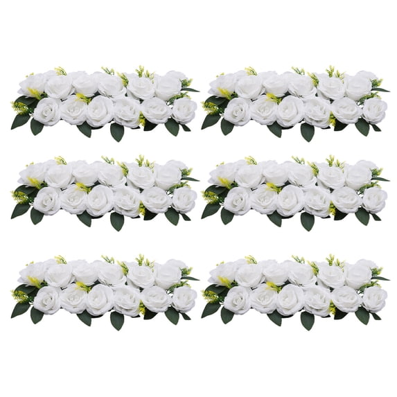 6Pcs White Wedding Dining Table Flower - Centerpiece Artificial Rose Flower Arrangement